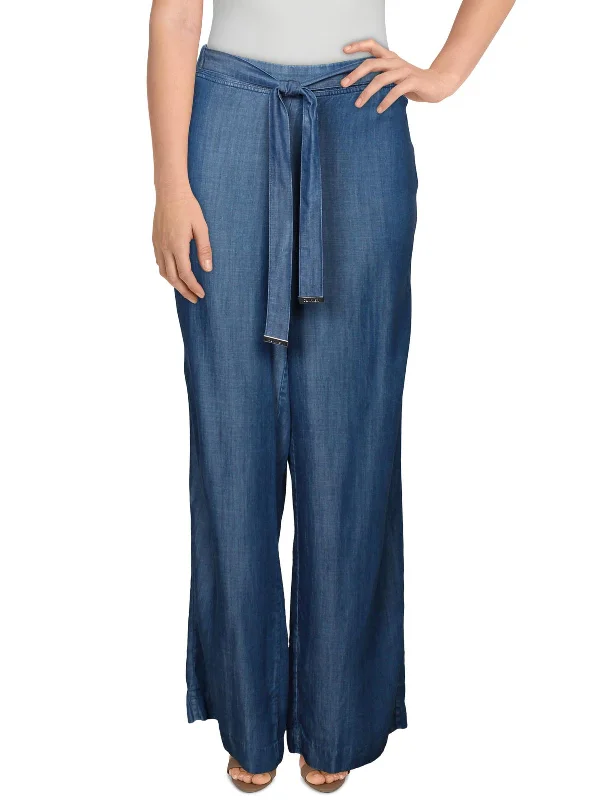 Inventory Reduction Womens Tencel Chambray Wide Leg Pants