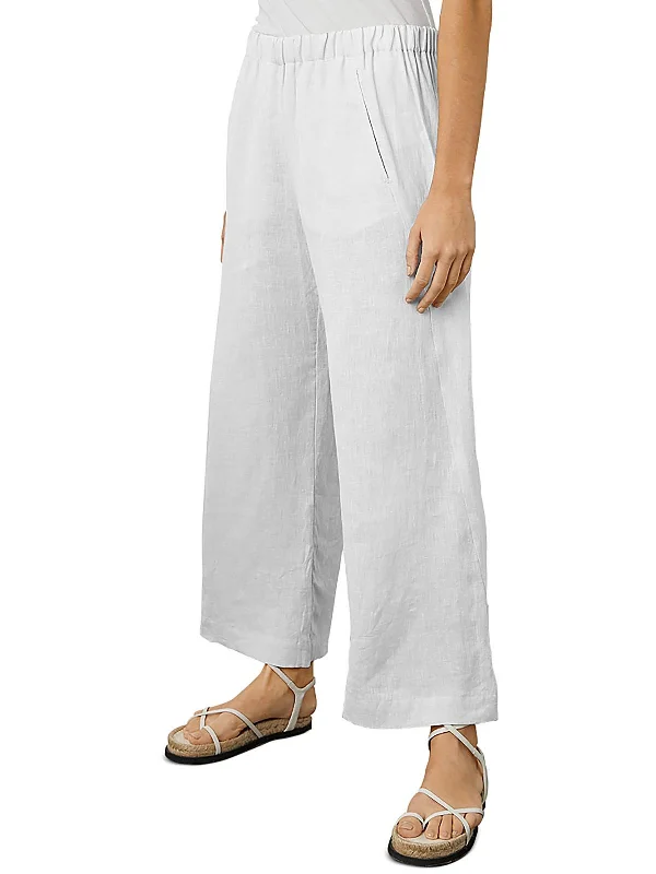 Instant Savings Womens Woven Linen Cropped Pants