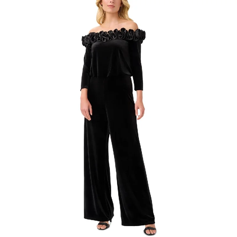 Sale Event Adrianna Papell Womens Velvet Off-The-Shoulder Jumpsuit