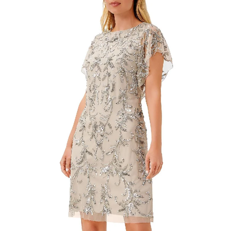 Aidan Mattox Womens Embellished Knee-Length Shift Dress