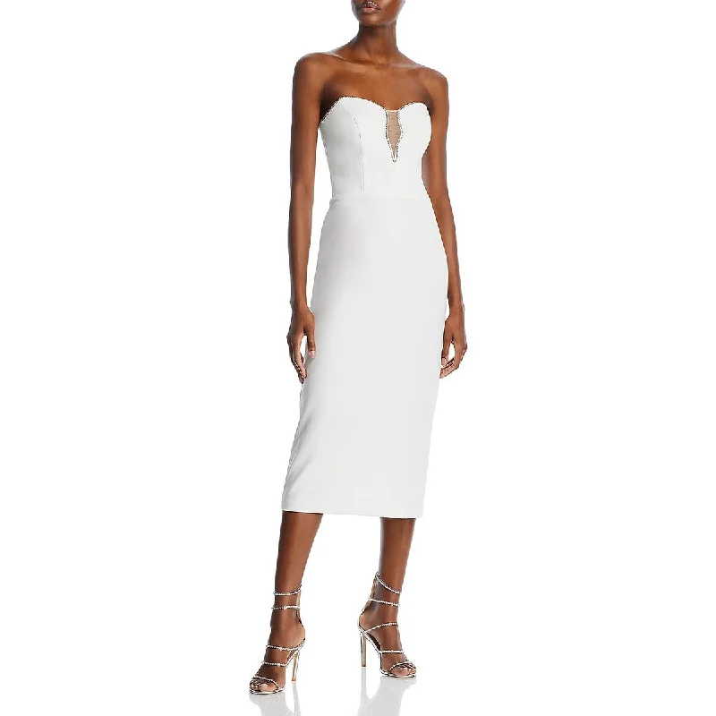 Limited Time Discount Aqua Womens Rhinestone Mid-Calf Midi Dress
