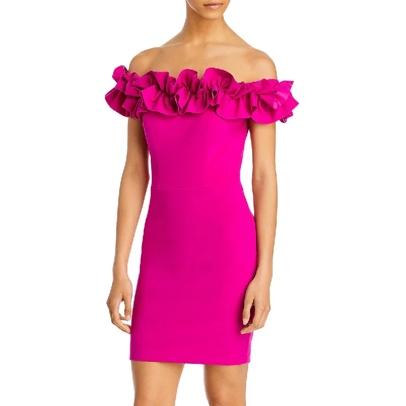 Amazing Deals Aqua Womens Ruffled Above Knee Bodycon Dress
