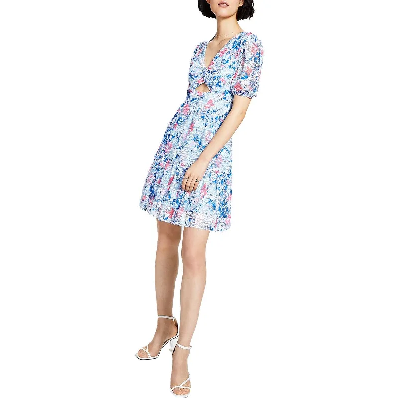 Flash Sale Bar III Womens Floral Print Short Sundress