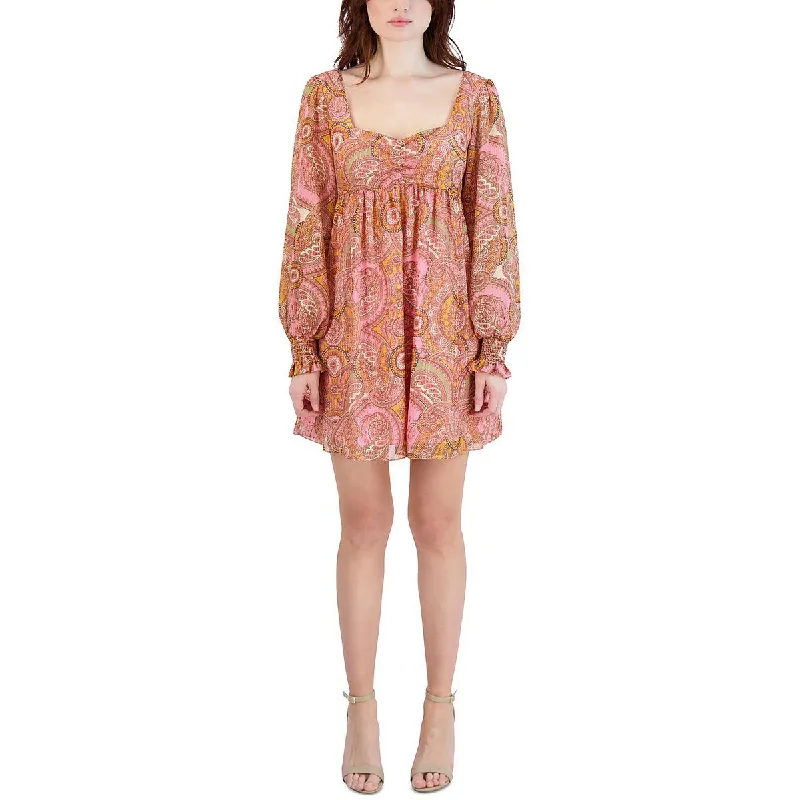 Inventory Reduction BCBGeneration Womens Paisley Mini Babydoll Dress