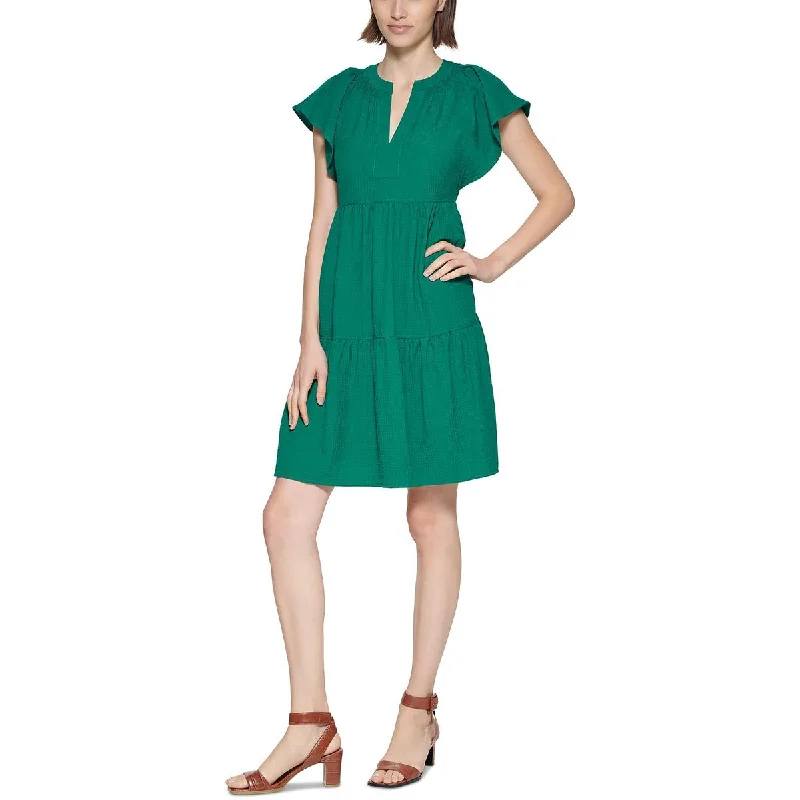 Doorbuster Deal Calvin Klein Womens A-Line Textured Mini Dress