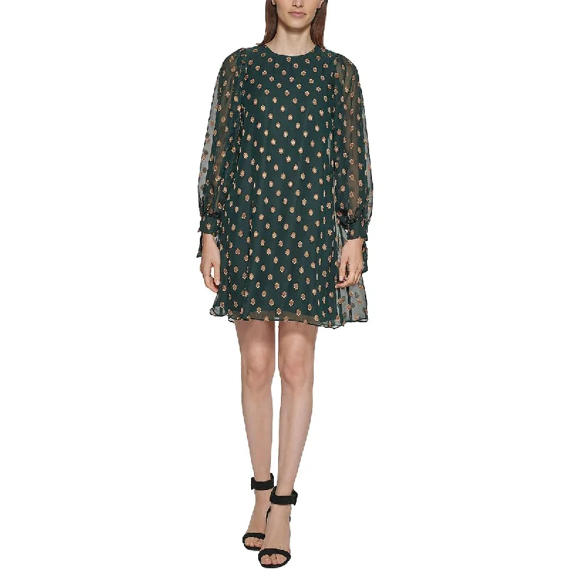 Price Drop Alert Calvin Klein Womens Petites Printed Tie-cuff sleeve Shift Dress