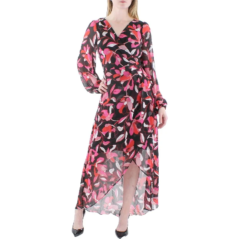 Shop and Save Guess Womens Chiffon Floral Print Midi Dress