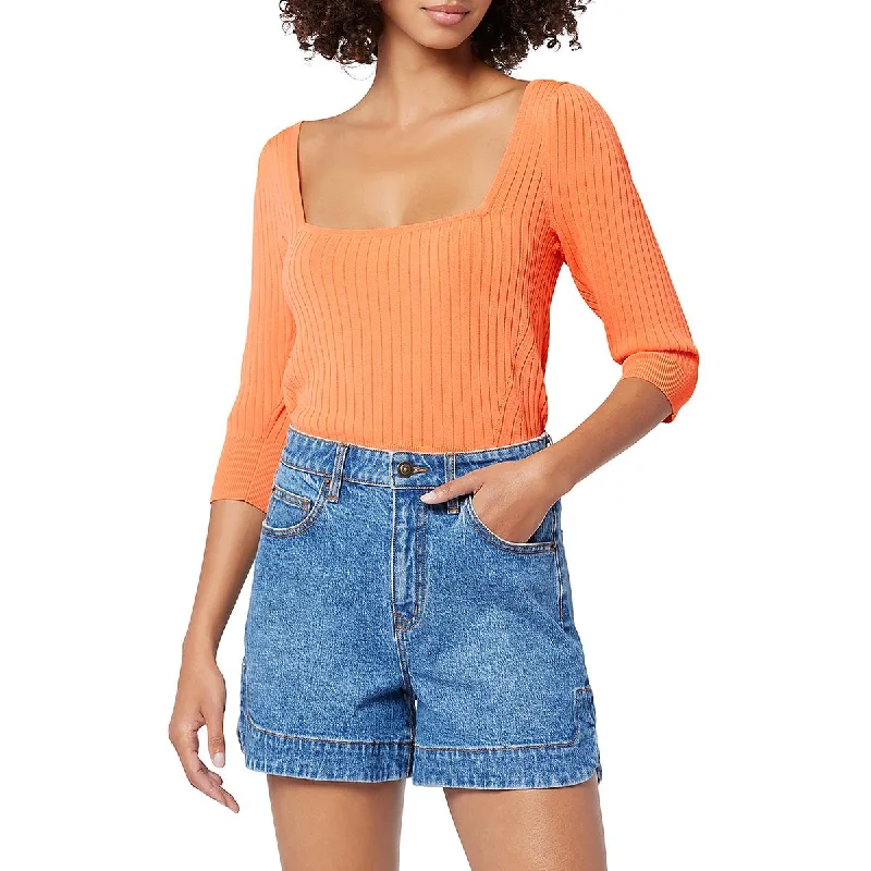 Fantastic Deals Joie Womens Isa Ribbed Square Neck Blouse