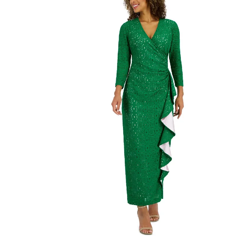 Must-Have Deals Kasper Womens Lace Ruffled Maxi Dress