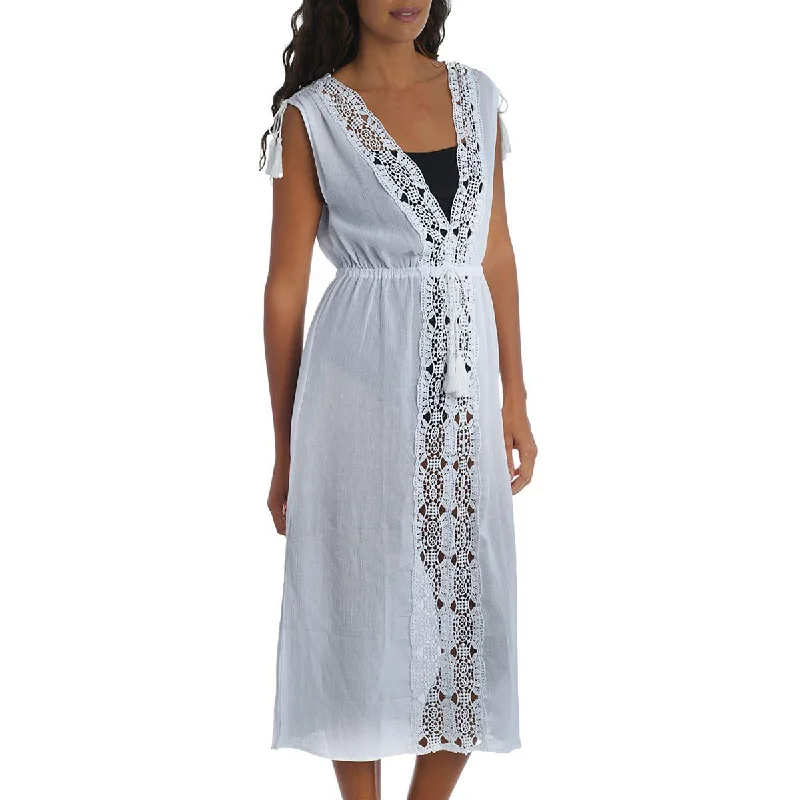 One-DAY Sale La Blanca Womens Island Fare Gauze Lace Trim Cover-Up