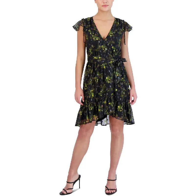 Limited Edition Laundry by Shelli Segal Womens Printed Mini Wrap Dress