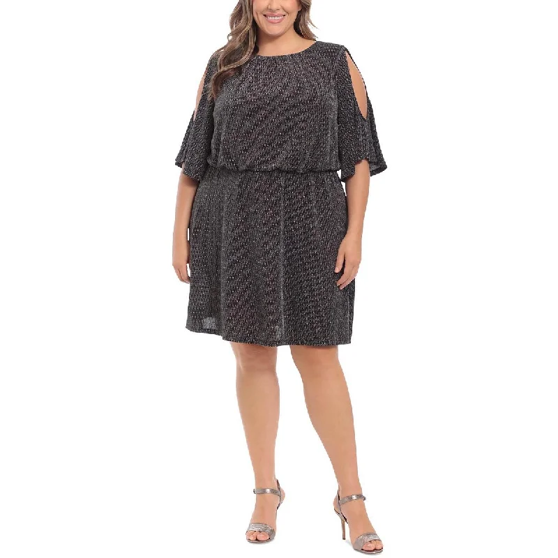 Mega Sale London Times Womens Plus   Metallic Drape Tunic Dress