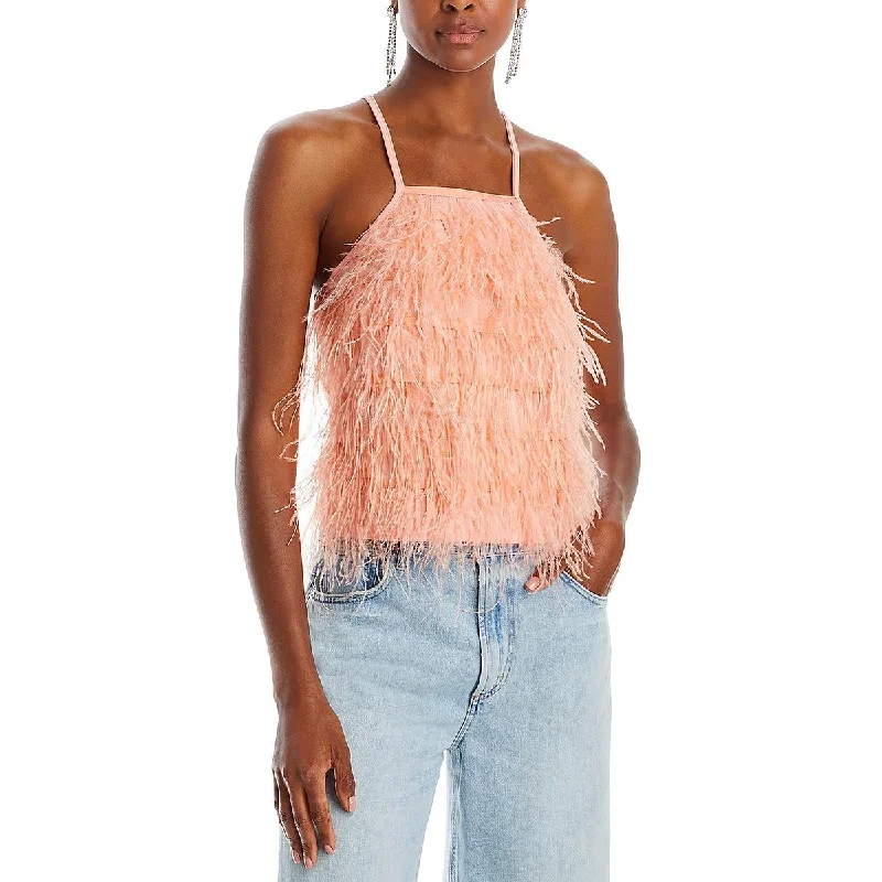 Don’t Miss Out Lucy Paris Womens Feathered Tank Halter Top