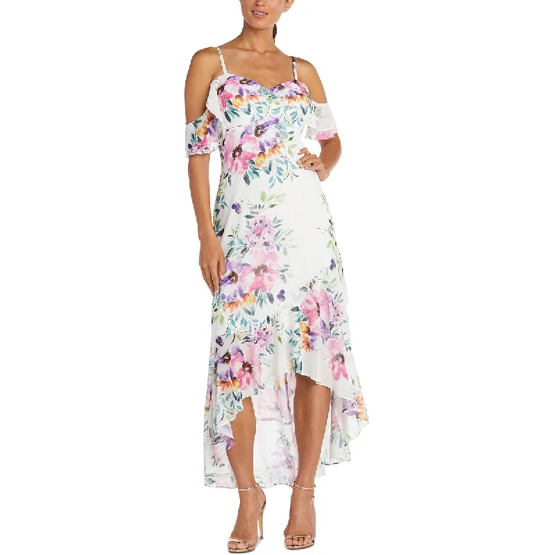 Super Bargain Nightway Womens Floral Hi-Low Evening Dress