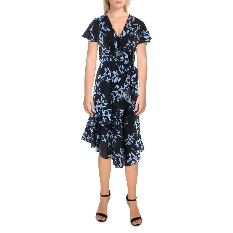 Deep Discounts Parker Womens Faux Wrap Midi Wrap Dress