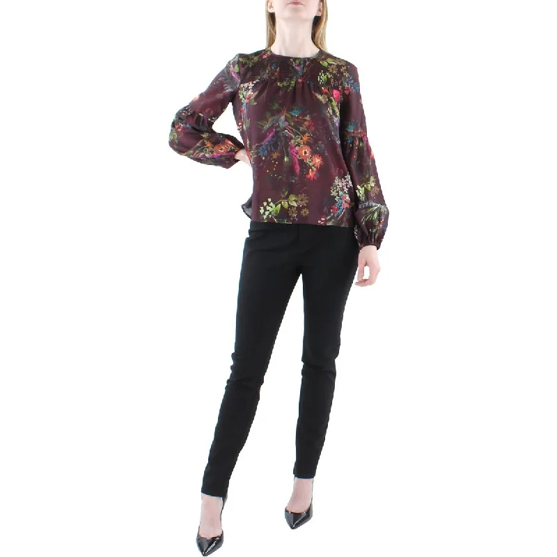 Overstock Parker Womens Floral Smocked Yoke Blouse