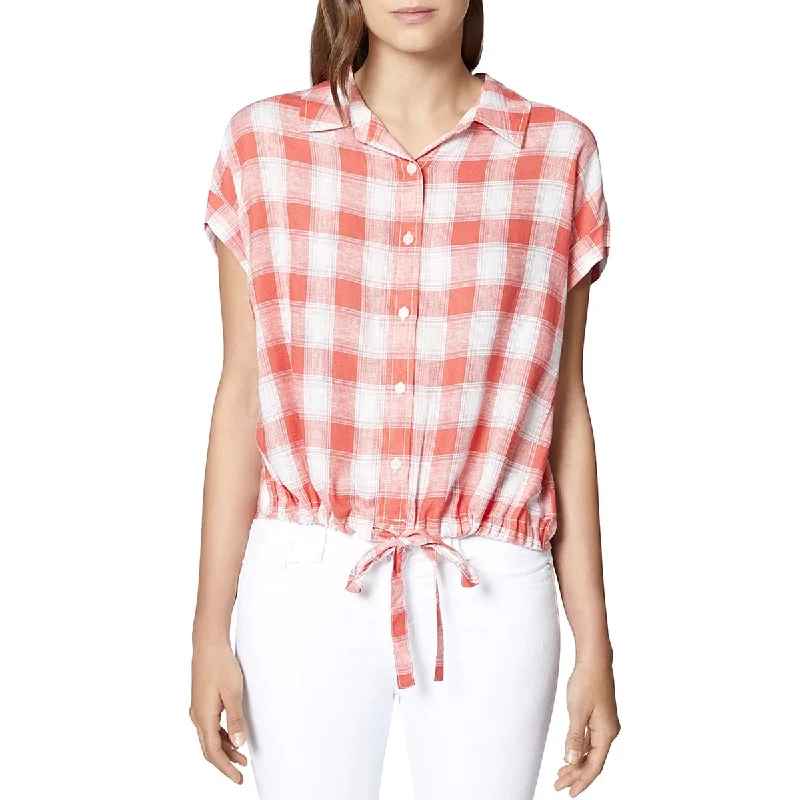 Big Savings Sanctuary Womens Linen Cuff Sleeves Button-Down Top