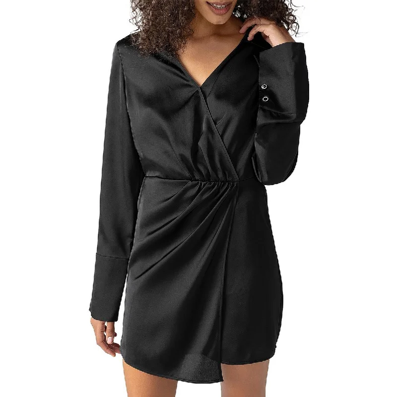 Sanctuary Womens Mini V-Neck Wrap Dress