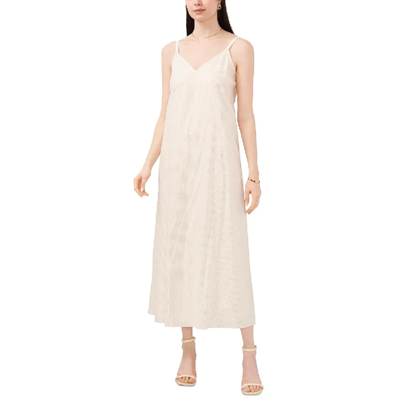 Special Discount Vince Camuto Womens Metallic Pinstripe Double V Neck Sundress