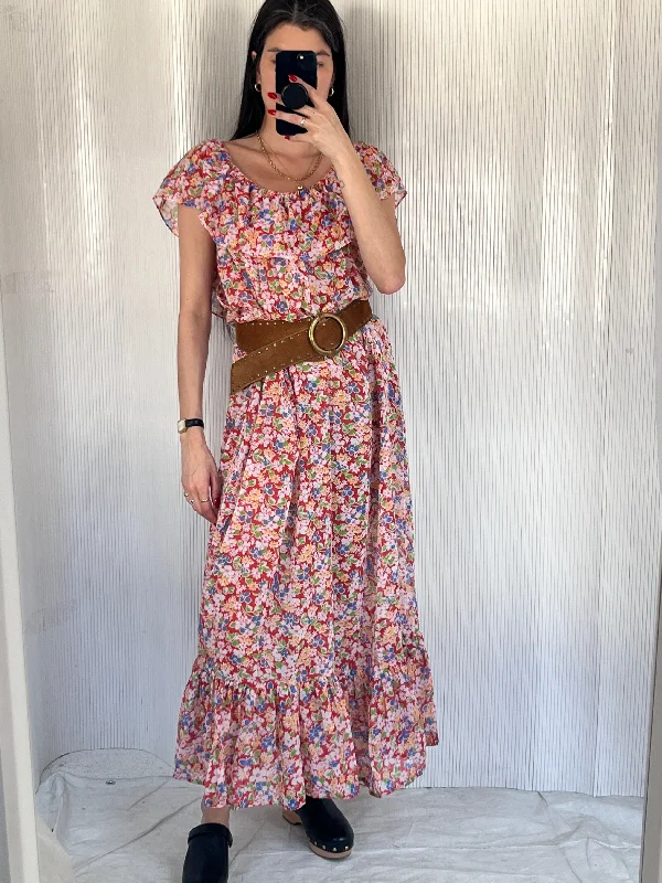Online Specials Vintage 1970s sheer gauze floral dress