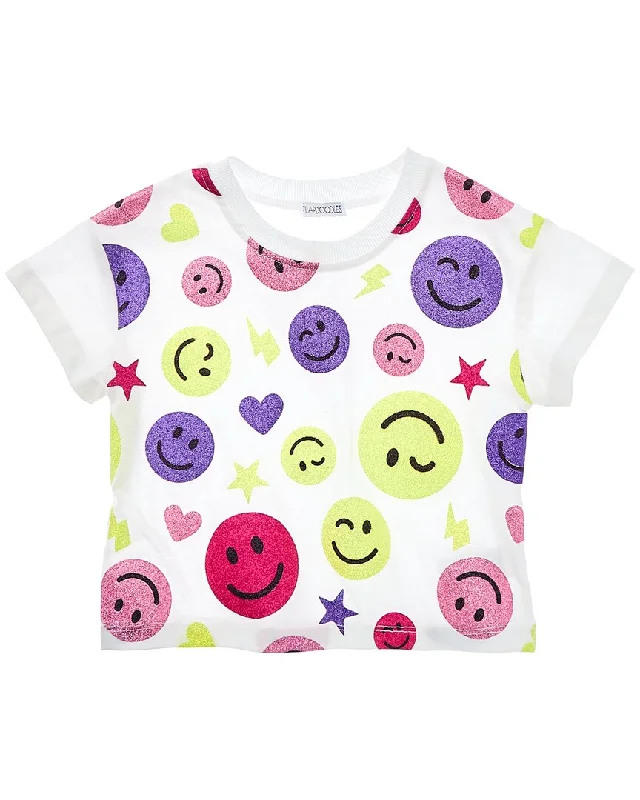 Discount Days Flapdoodles Glitter Print Smiley Face T-Shirt