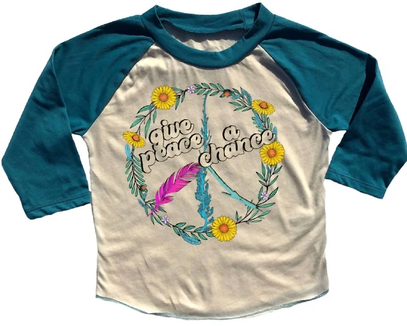 Girls Give Peace A Chance Raglan Tee In Multi