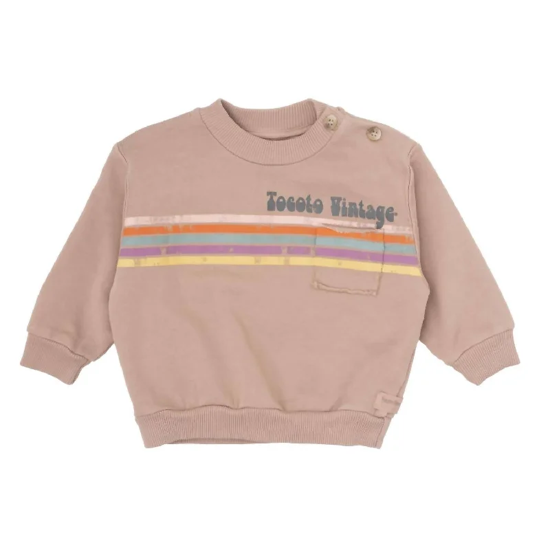 Seasonal Sale Girls "lines" Sweatshirt In Brown