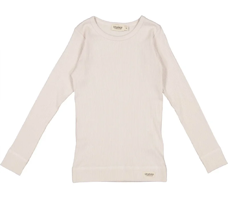 Girls Ribbed Long Sleeve Shirt In Vanilla