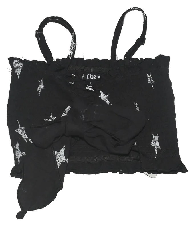 Savings Alert Girls Stars Smock Top In Black