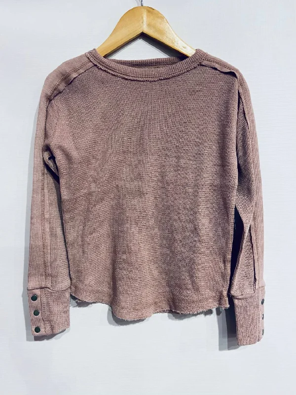 Warehouse Sale Girl's Thermal Top In Dusty Pink