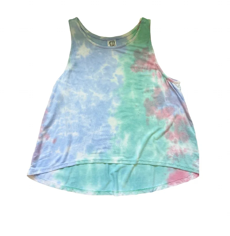 Bonus Savings Girls Tween Tie Dye Tanks In Green/blue