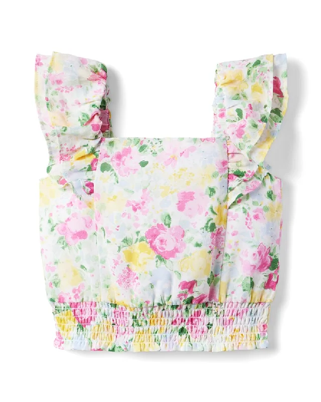 Deep Discounts Janie and Jack Floral Smocked Waist Chiffon Top
