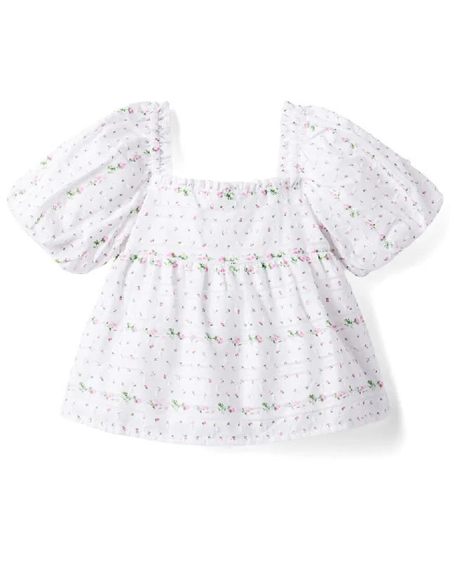 Limited Availability Janie and Jack Floral Swiss Dot Bubble Sleeve Top