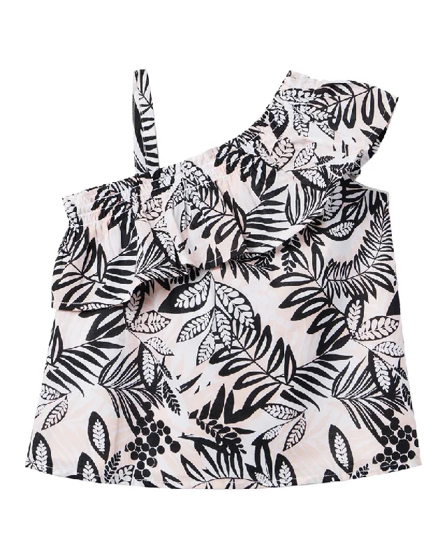 Don’t Miss Out Janie and Jack Tropical Leaves Ruffle Shoulder Top