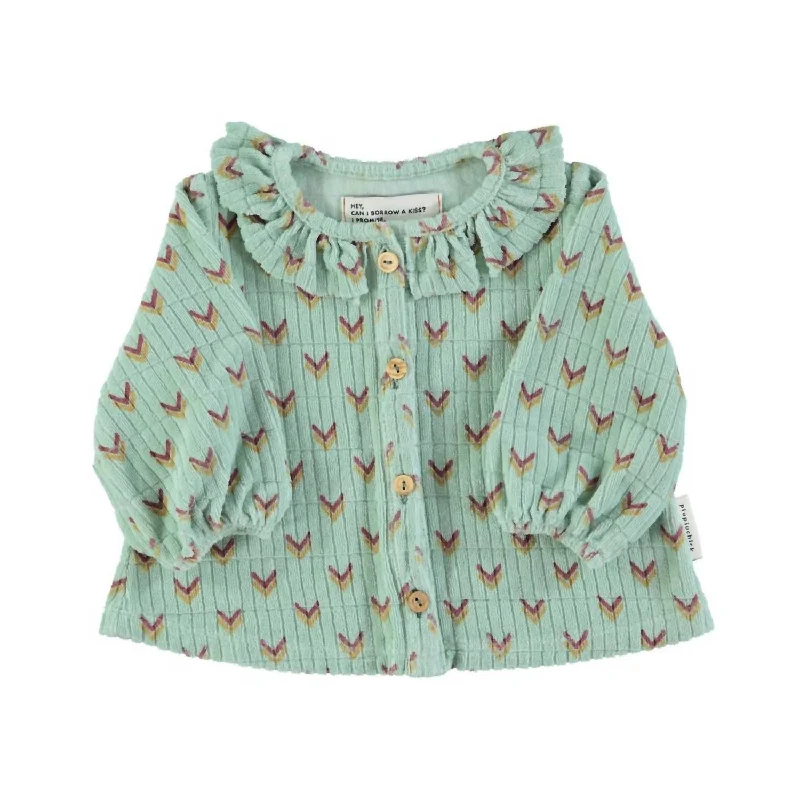 Kids Girls Blouse In Green W/ Multicolor Arrows