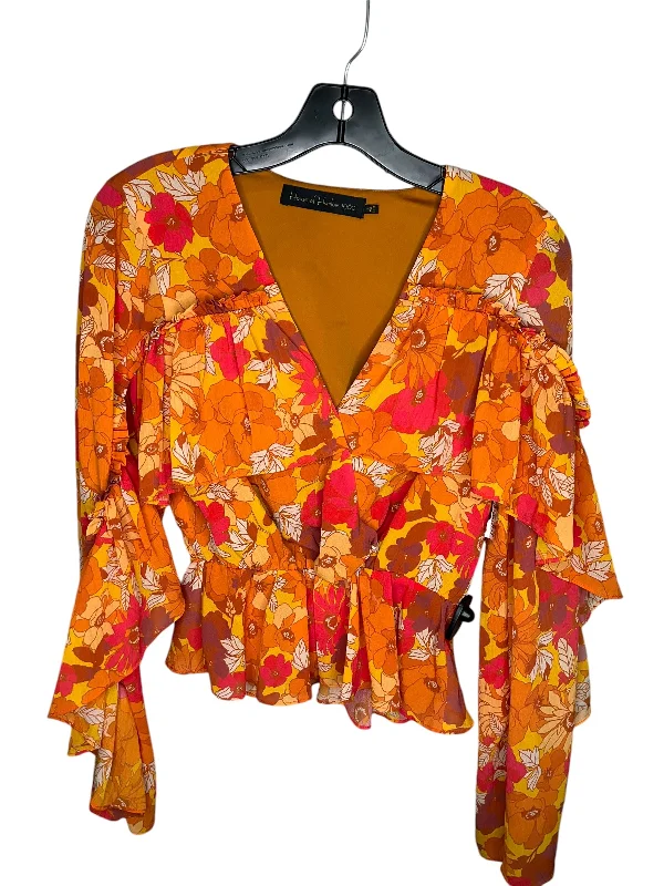 Deal Dash Top Long Sleeve By House Of Harlow In Orange, Size: S