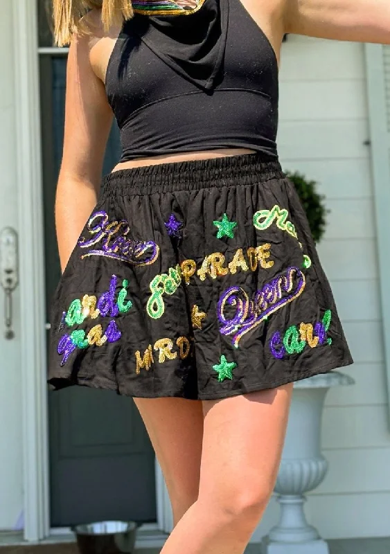 Friends and Family Sale Adult Mardi Gras Explosion Skort - Black