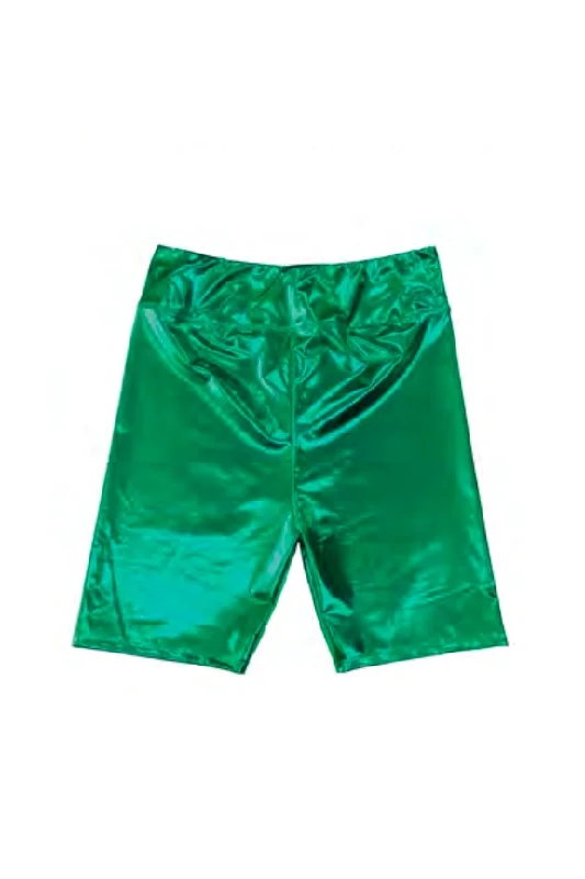 Don't Wait Adult Metallic Biker Shorts - Green