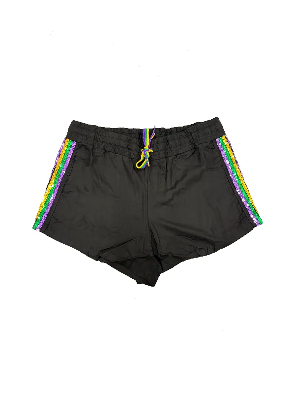 Deal Dash Adult Sequin Stripe Viscose Shorts - Black