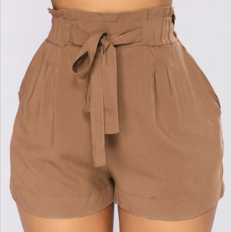 Huge Discounts Belted Elastic High Waist Pleated Shorts (3 colors)