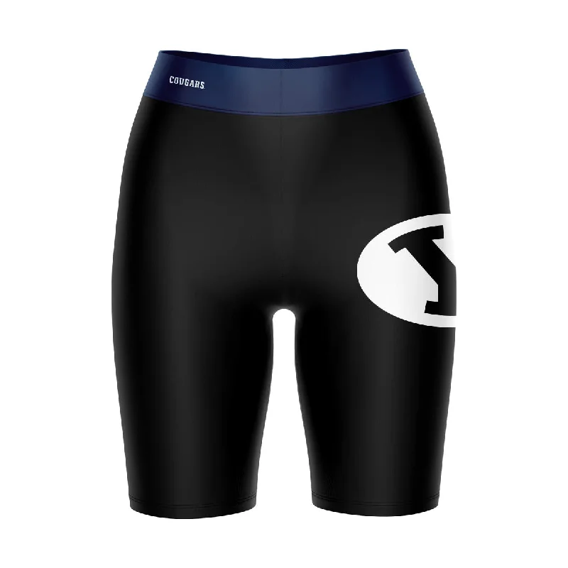 New Deals BYU Cougars Game Day Logo on Thigh and Waistband Black and Blue Womens Bike Shorts by Vive La Fete New Deals BYU Cougars Game Day Logo on Thigh and Waistband Black and Blue Womens Bike Shorts by Vive La Fete