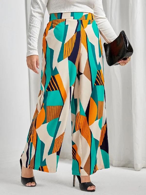 Savings Bonanza Clasi Plus Geo Print Wide Leg Trousers
