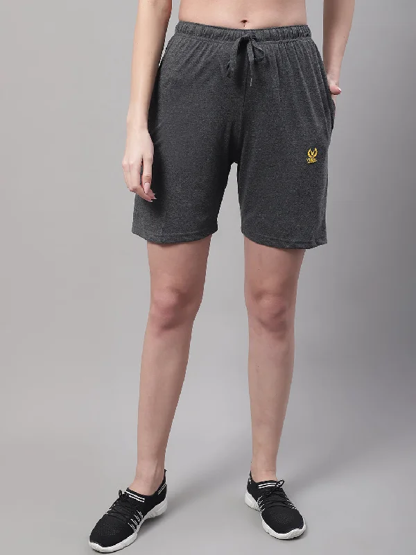 Instant Discount Vimal Jonney Anthracite Regular fit Cotton Shorts for Women