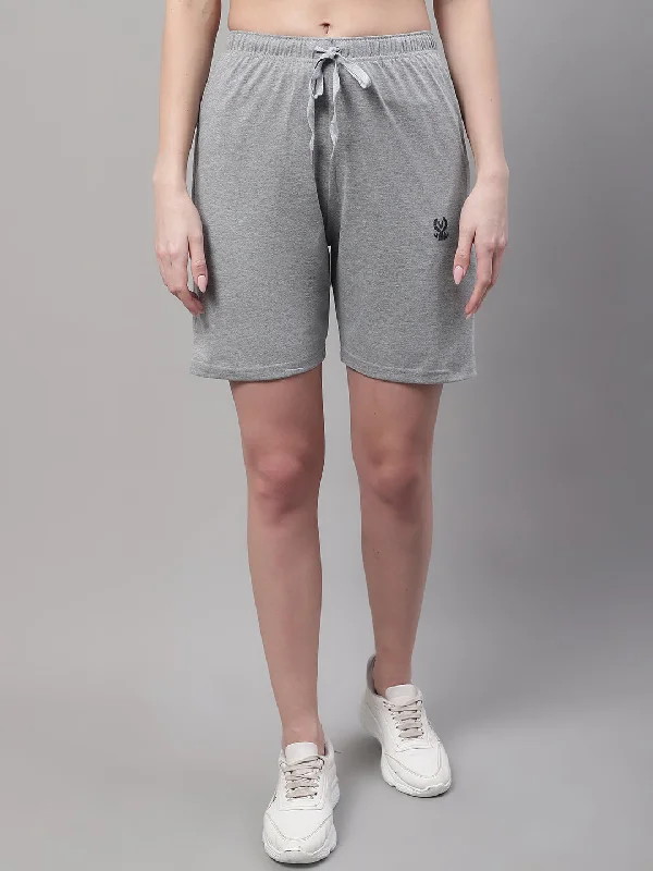Mega Sale Vimal Jonney Grey Melange Regular fit Cotton Shorts for Women