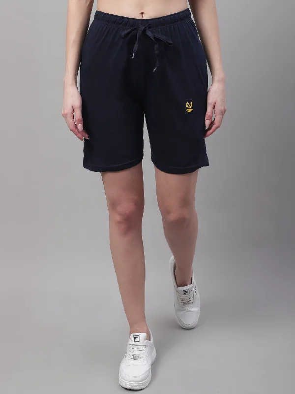 Special Savings Vimal Jonney Navy Blue Regular fit Cotton Shorts for Women