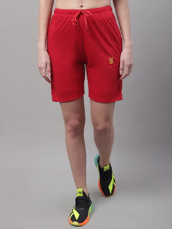 Today Only Vimal Jonney Red Regular fit Cotton Shorts for Women