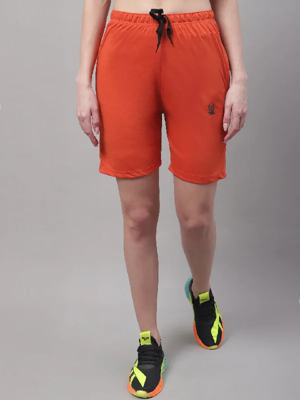 Limited Time Offer Vimal Jonney Rust Regular fit Cotton Shorts for Women
