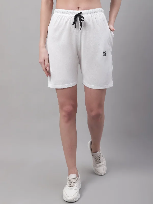 Value Deals Vimal Jonney White Regular fit Cotton Shorts for Women