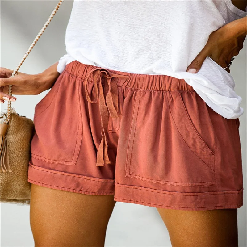 Bargain Bin Elastic High Waist Drawstring Casual Shorts (12 colors)