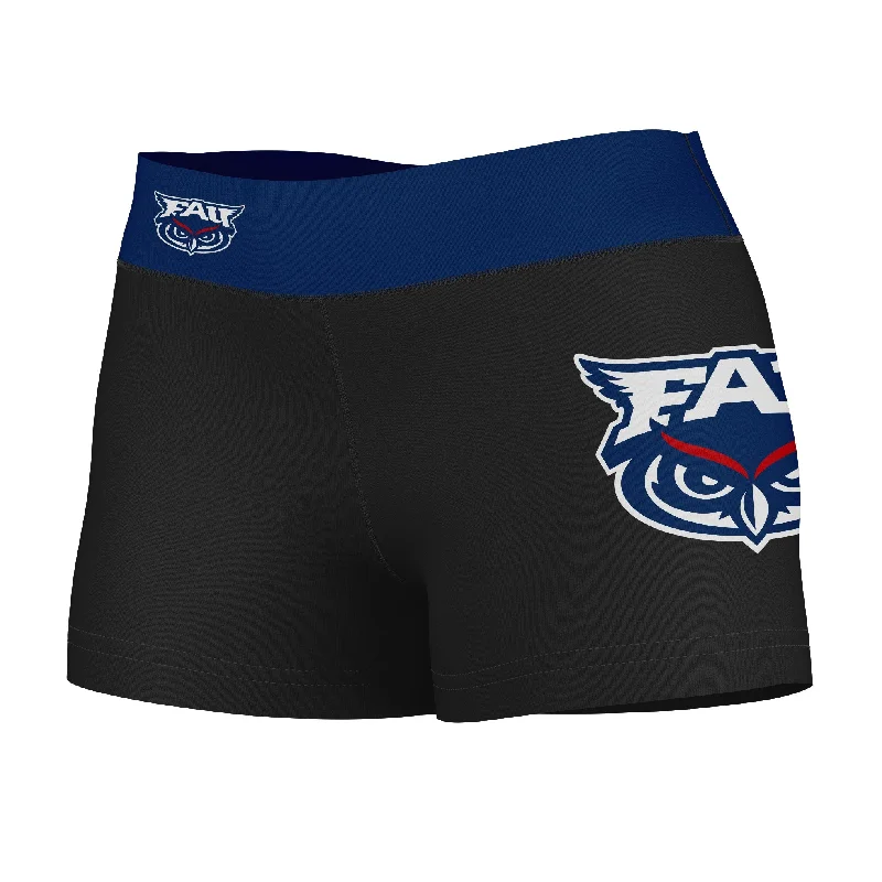 Massive Deals FAU Owls Game Day Logo on Thigh and Waistband Black and Blue Womens Yoga Booty Workout Shorts by Vive La Fete Massive Deals FAU Owls Game Day Logo on Thigh and Waistband Black and Blue Womens Yoga Booty Workout Shorts by Vive La Fete
